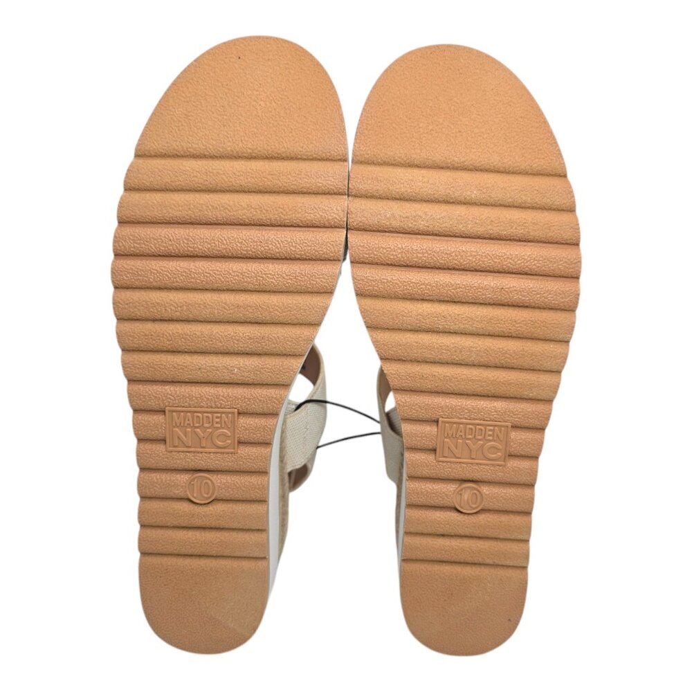 Madden NYC Wedge Strappy Pull-On Sandals Women’s Size 10 Talla Natural White - Picture 9 of 11